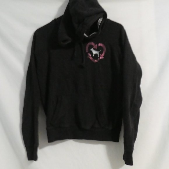 VICTORIA'S SECRET PINK | small | Black Hooded Sweatshirt / Hoodie | NWOT - Picture 2 of 16